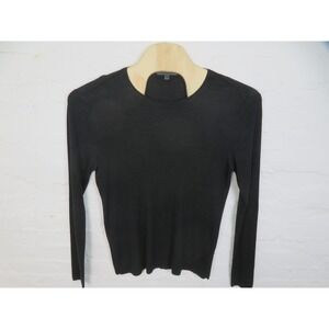 John Varvatos Sweater Mens Large Black Silk Ribbed Crewneck Lightweight Knit